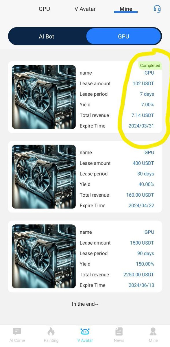 If you have binance or other crypto exchange wallet have 101 USDT. I will teach you how to earn 7% daily profits on GPU mining on Ai come. Message me How