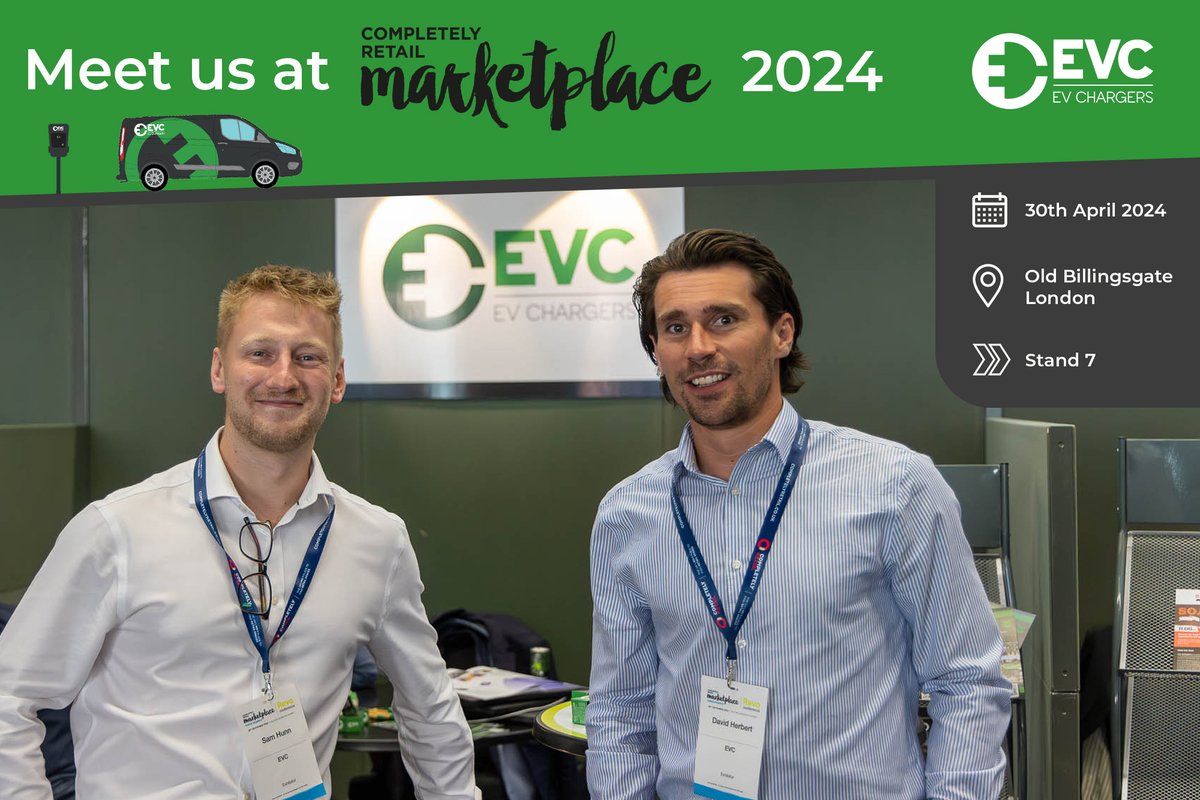 Attention retailers! 🛍️ EVC will be at Completely Retail Marketplace later this month. 📍 Old Billingsgate Market, London 📅 30th April 🔌 Stand 7 Want to discuss how we can help future-proof your retail car parks with EV chargers? 🚗 Stop by Stand 7 on the day.⚡