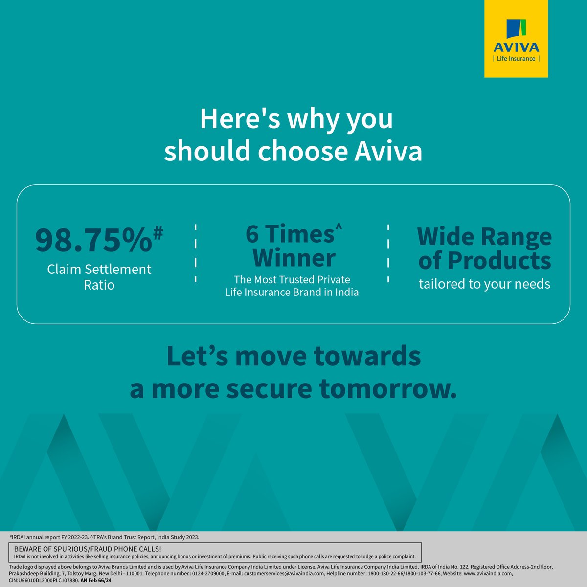 AvivaIndia's tweet image. At Aviva, trust our proven track record for unwavering reliability and personalized service in safeguarding what matters most.

#InvestInYourDreams #SecureYourFuture #terminsurance #insurance #moneygrowth #moneysavingtips