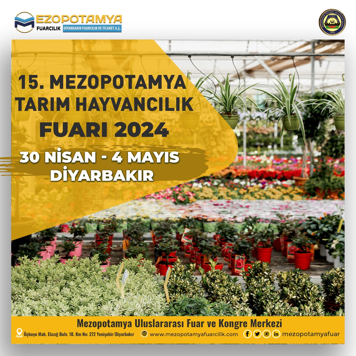 Tarım ve Hayvancılık Sektörünün Bölgedeki En Büyük Buluşması 15.Mezopotamya Tarım Hayvancılık Fuarı 30 Nisan -4 Mayıs 2024 tarihlerinde Mezopotamya Uluslararası Fuar ve Kongre Merkezi’nde/ Diyarbakır 📷0412 504 80 18 #ticaretvesanayiodası #mezopotamyafuarı #tarımhayvancılıkfuarı