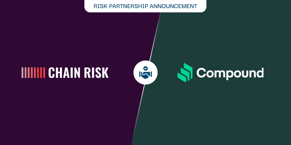 1/ We at @chain_risk are excited to announce the onboarding of the @compoundfinance community to our economic risk simulation tooling for V3 markets ! We are building the World's First Full Stack Economic Security platform for DeFi. Here's more about the partnership 👇🧵