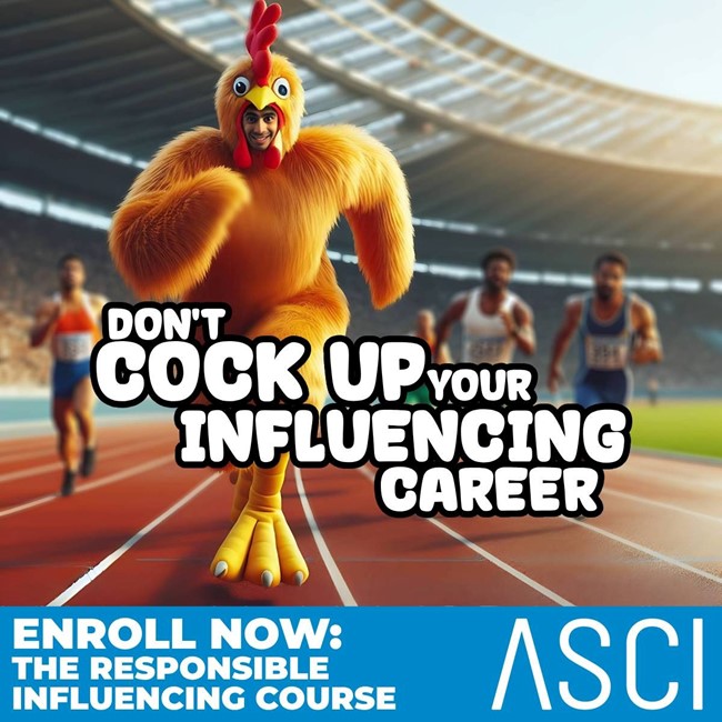 Your influencing career shouldn’t be a chicken run. Take the ASCI Responsible Influencing Course now and rule the roost. Click here to enroll now: bit.ly/ASCIAcademy #Sports #ASCI #InfluencersGuide #Advertizing #responsibleinfluencing #InfluencerMarketing