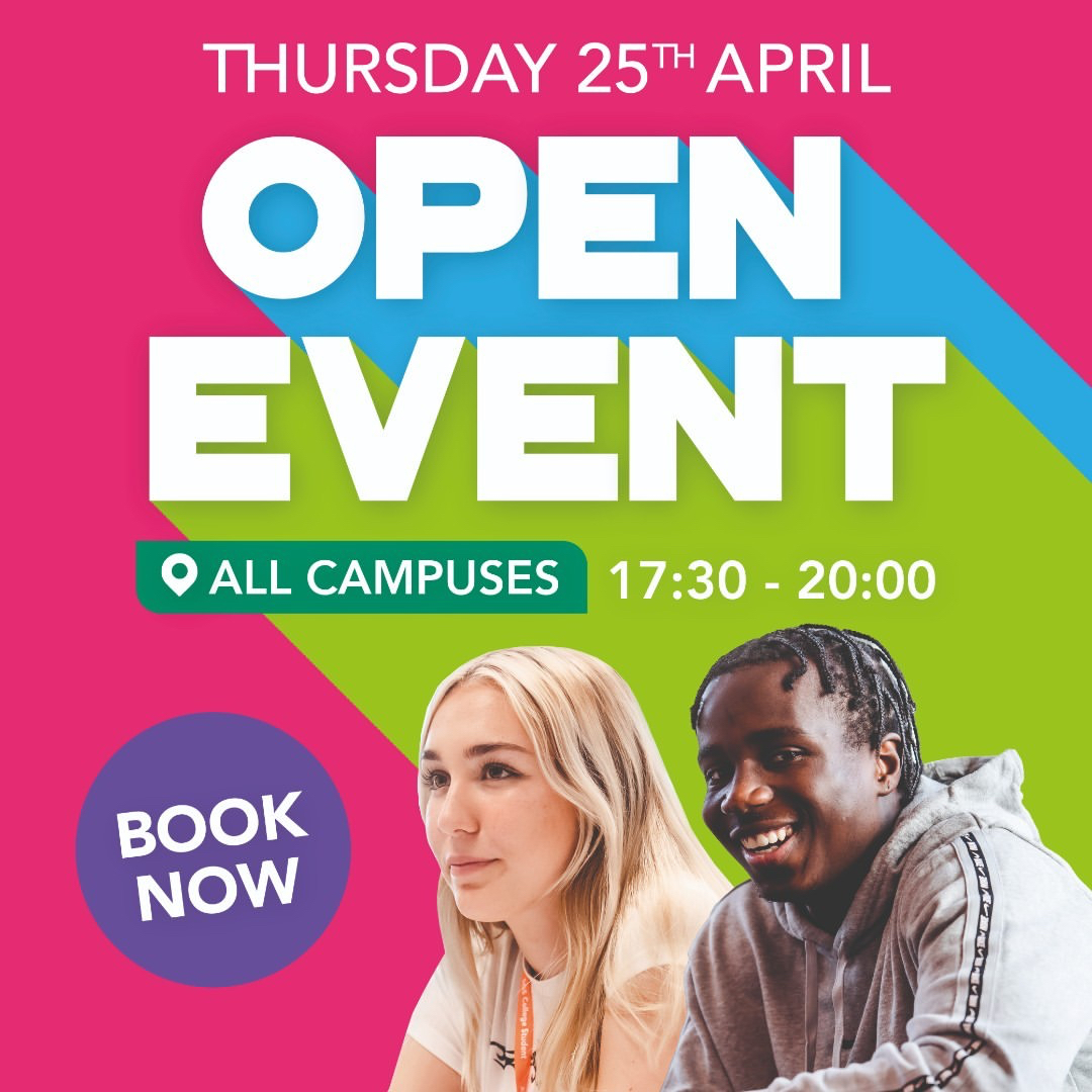 Our last Open Event of the academic year is taking place on Thursday 25th April from 5.30-8pm.  

Don't miss your chance to look around our facilities and speak with our amazing tutors about your next steps!

sgscol.ac.uk/events/open-ev…