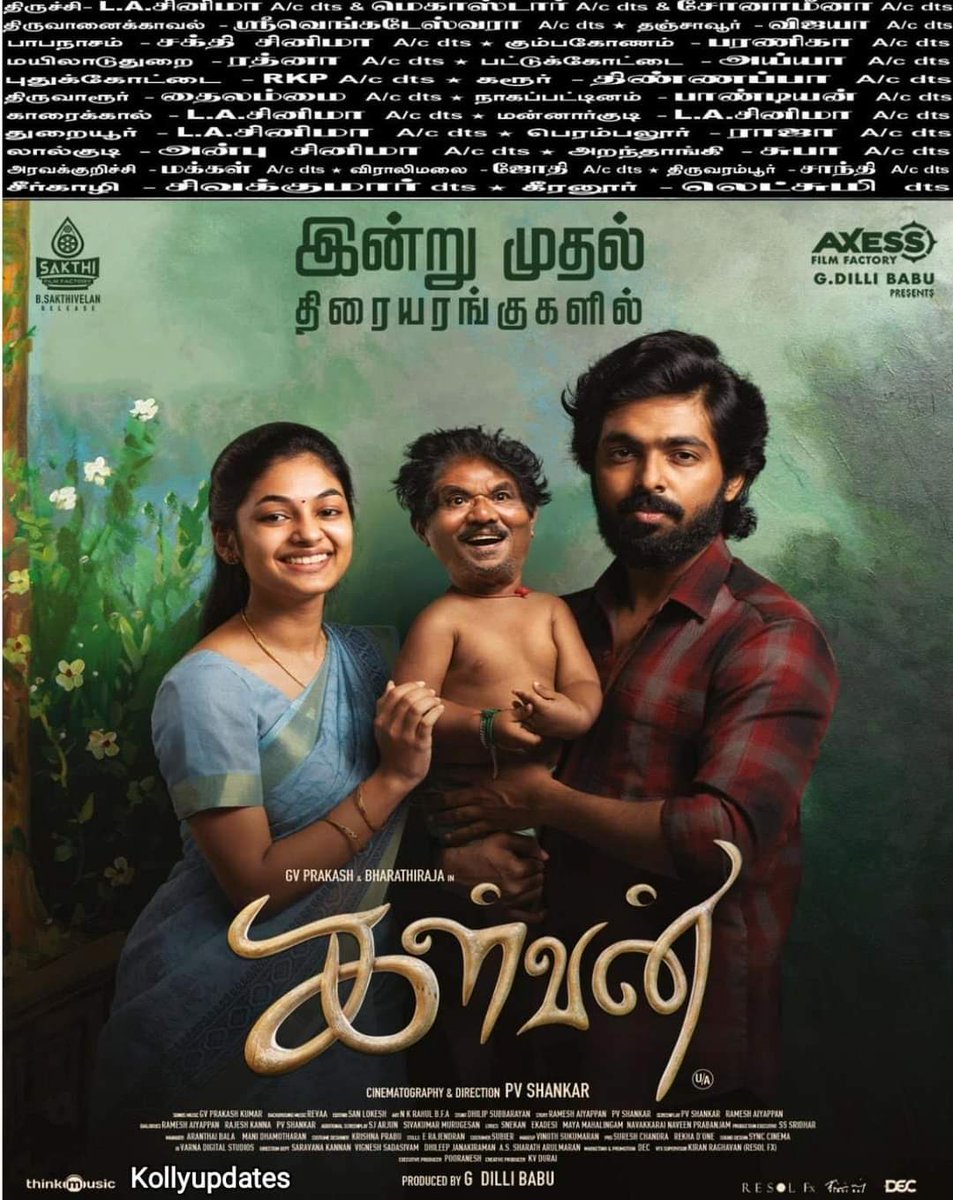 From today onwards, #Kalvan will be performing at theatres. It would be great if you could watch with your family and kids.⁦@AxessFilm⁩ ⁦@gvprakash⁩ ⁦@Dili_AFF⁩ ⁦@pvshankar_pv⁩