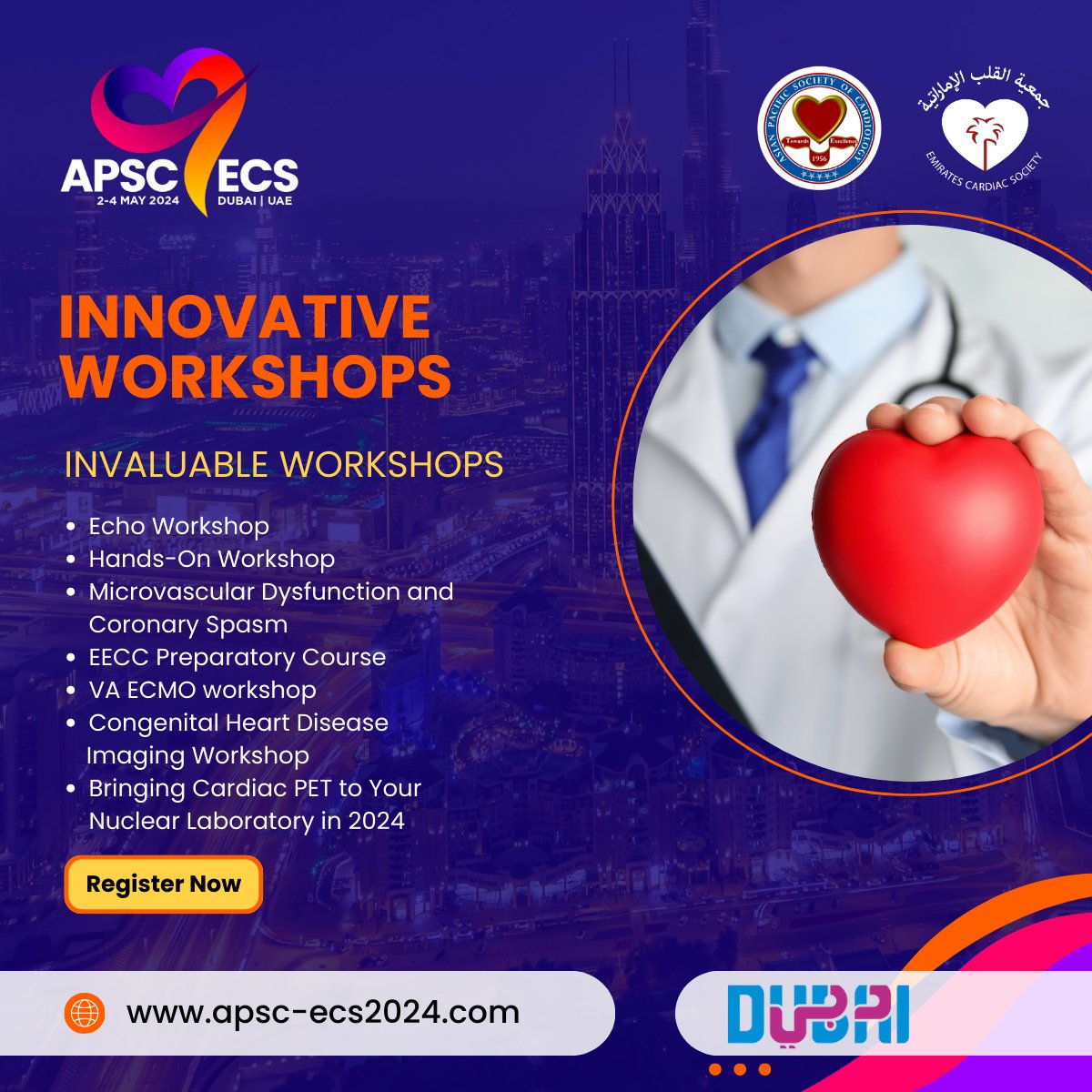 apsc_office's tweet photo. Experience the pulse of innovation with the diverse workshops at APSC-ECS 2024!
https://t.co/YbWPTnyOUB
#APSC_ECS2024 #APSC_ECS #CardioUpdates #HeartHealth
 #MedicalConference #APSC_ECSDubai #HeartHealth #CME #Cardiology #Cardiologists #Healthcare #Globalcardiology https://t.co/CrzhYTnEBg