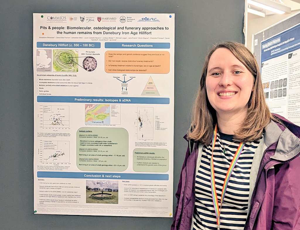 Had a wonderful time presenting new @Commiosproject isotope & DNA results for humans buried at Danebury Hillfort! @L_Castells is doing a full osteo reassessment and @SUERC1 will be doing AMS-dating! 🦴 Find out more at P3 or please find me and we can chat over ☕! #UKAS2024