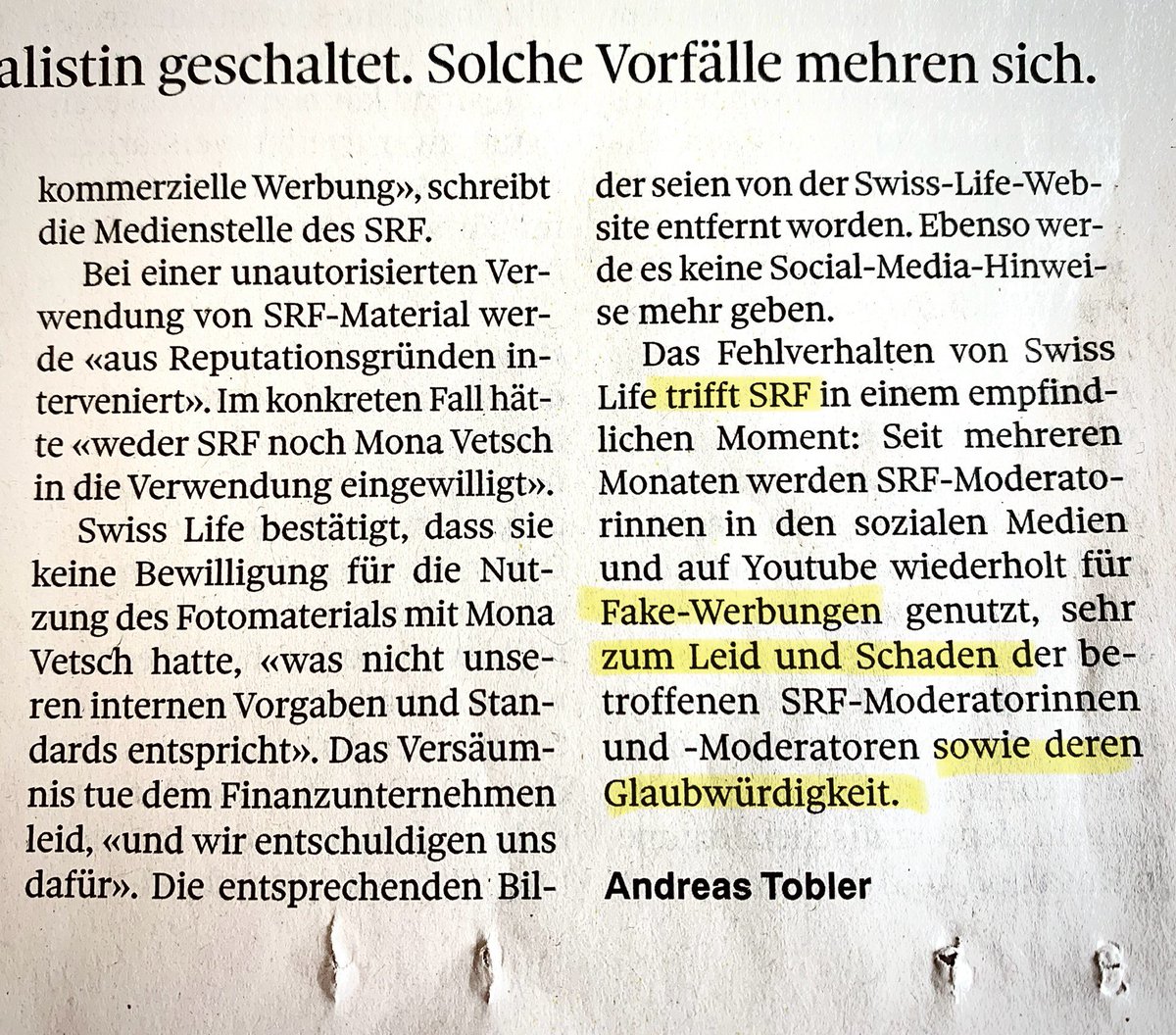 Really, @tagesanzeiger? Als einer der «betroffenen Moderatoren» bei @srf finde ich: Missbrauch von unseren Gesichtern ist übel, klar. Aber unsere Glaubwürdigkeit wird bestärkt, wenn so nun mehr Leute wissen: Wir machen keine Werbung, Punkt. Grosses Plus des #ServicePublic IMHO.