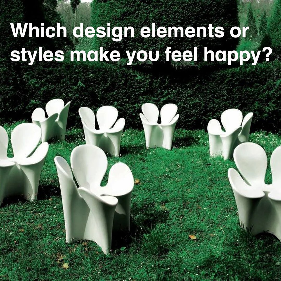 We want know… which design elements or styles give you the most joy, and why? Let us know in the comments! 📸 Clover chairs designed by Ron Arad for Driade in 2006