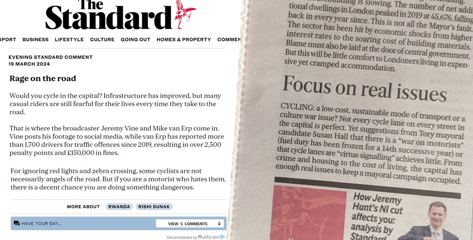 The Standard View: two cycle-positive @EveningStandard comment pieces in two weeks (19 March & 3 April). Clearly they know - #LondonLovesCycling 🔥