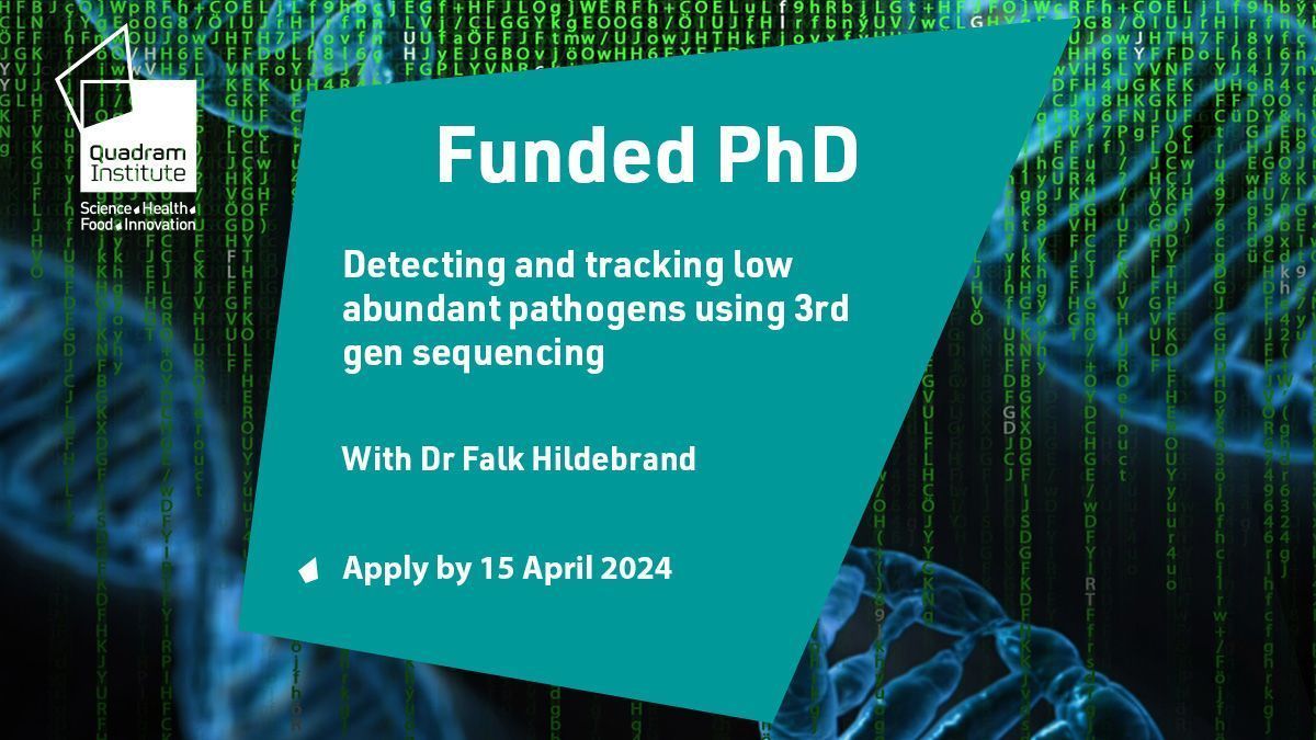 🎓 PhD Opportunity! 🔍 Detecting and tracking low abundant pathogens using 3rd gen sequencing with Dr @Falk_tw, Group Leader here at the Quadram Institute and @EarlhamInst 🗓️ Apply by 15 April buff.ly/43KKLAI