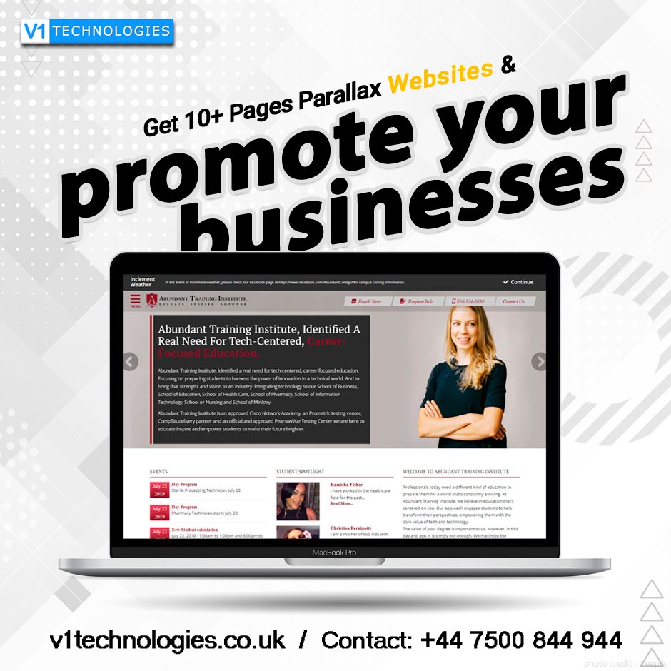 V1Technologies's tweet image. v1technologies
Get 10+ Pages Parallax Websites and promote your businesses and services online. V1 Technologies can get you your choice of website in the shortest time.
contact +44 7500 844 944 v1technologies.co.uk
#parallaxwebsite #parallaxwebsitedesign #websitedesign #webdev