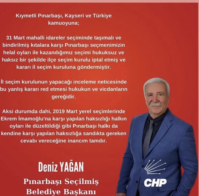 #pınarbaşı #PınarbaşınaDenizGerek #HakHukukAdalet @chpkayseri_il <a href="/CHP_istanbulil/">CHP İstanbul İl Başkanlığı</a> <a href="/CHPankarailbsk/">CHP Ankara İl Başkanlığı</a> <a href="/herkesicinCHP/">CHP 🇹🇷</a>