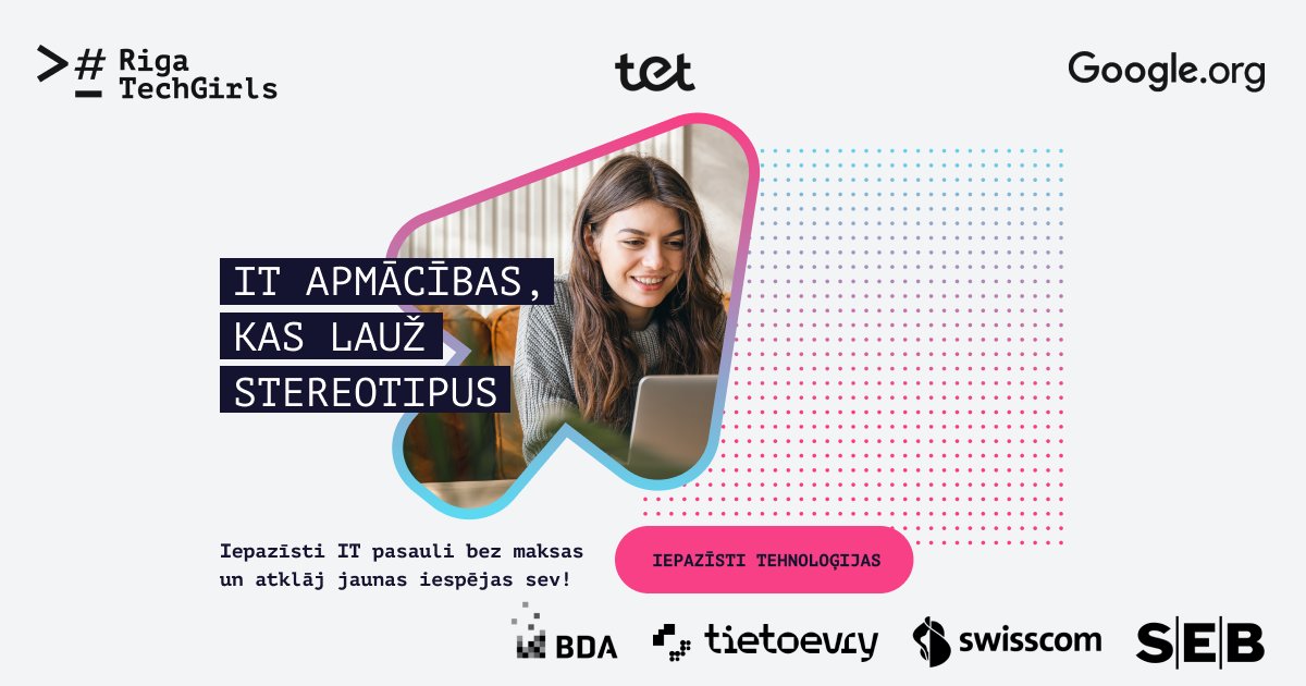 Nokavēji pieteikšanos Riga TechGirls populārākajai programmai 'Iepazīsti tehnoloģijas'? 🤩 
👉Pieteikšanās ir atvērta līdz 15. aprīlim plkst. 23:59 !!! 📌iepazistitehnologijas.lv
📌ocb.lv/2024/04/03/aic…