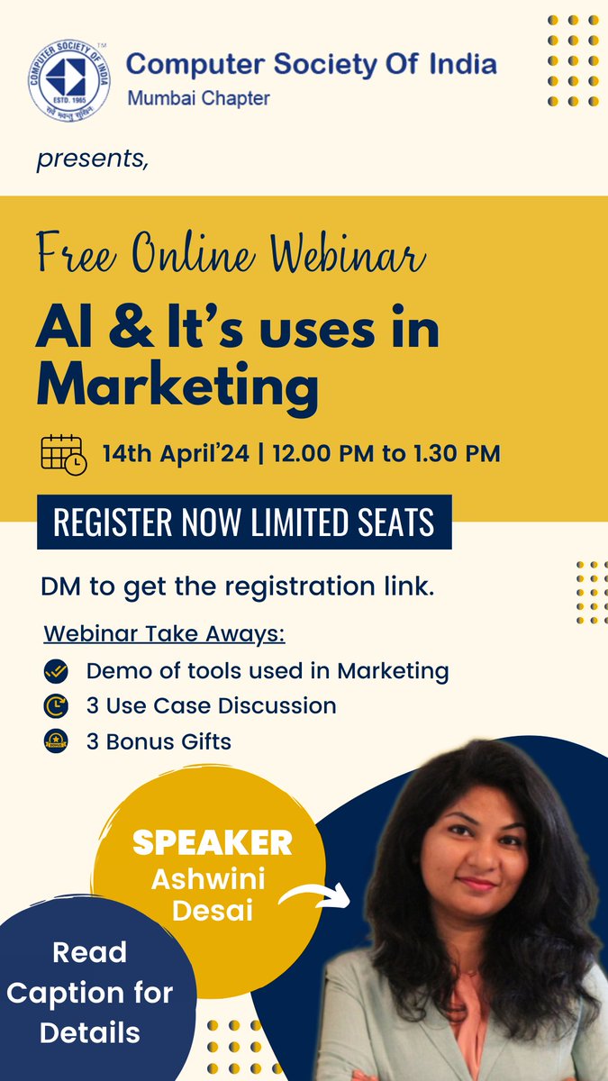 Are you curious🤔 about Artificial Intelligence (AI) and its potential to revolutionize the world of marketing?  
👉🏻 Join our FREE 90-minute Zoom webinar designed specifically for students and professionals like you!  
Register now for the webinar: shorturl.at/cAPR9