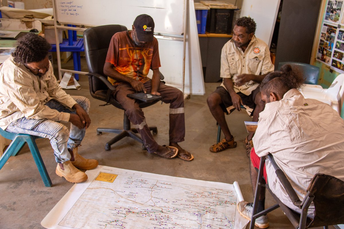KJMartu's tweet photo. #KJMartuRangers prepare for a new field season! They #CareForCountry by working with #Elders to locate + clean out water places + use right-way fire. Combining #TraditionalKnowledge with Western science for #TwoWayScience to protect #ThreatenedSpecies + control feral animals. https://t.co/1d8op7o2Wy