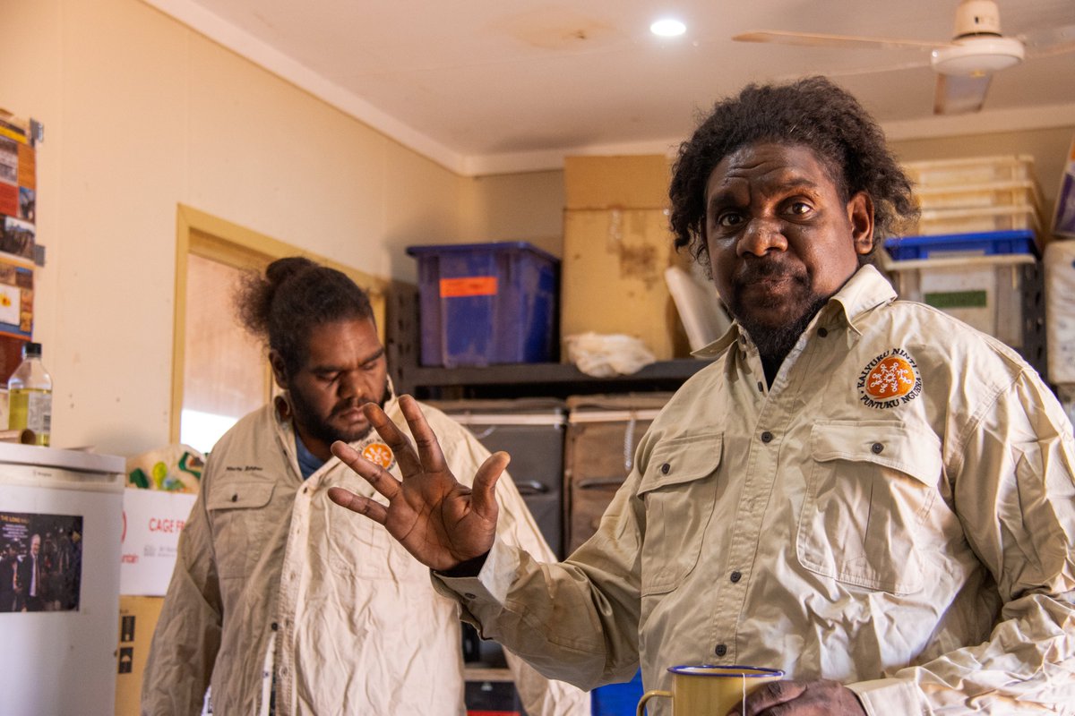 KJMartu's tweet photo. #KJMartuRangers prepare for a new field season! They #CareForCountry by working with #Elders to locate + clean out water places + use right-way fire. Combining #TraditionalKnowledge with Western science for #TwoWayScience to protect #ThreatenedSpecies + control feral animals. https://t.co/1d8op7o2Wy