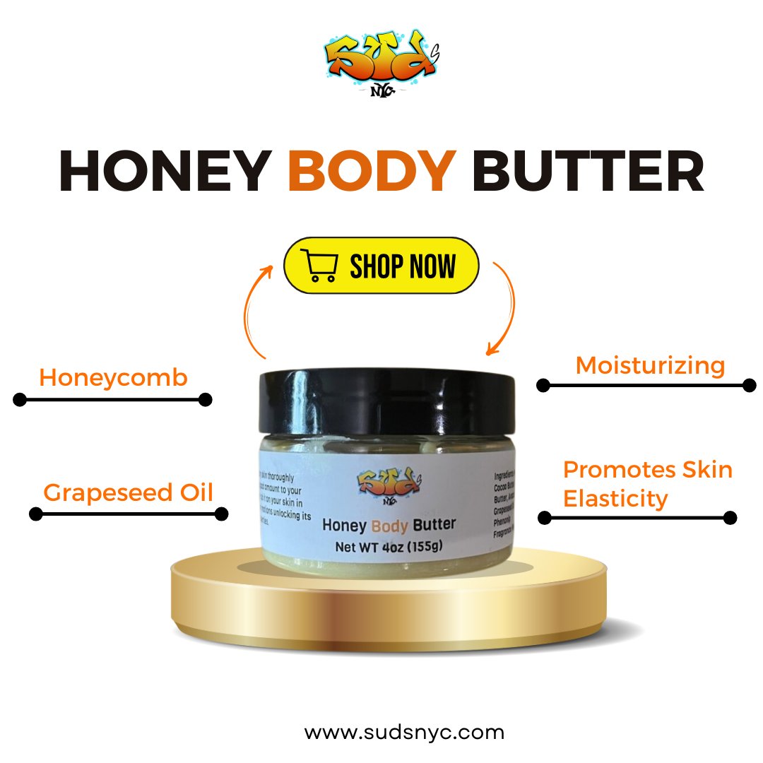 Indulge in the nourishing goodness of Honey Body Butter🍯✨Its moisturizing properties will leave your skin feeling relaxed and fresh.🧡

Order now- sudsnyc.com/shop/p/honeybo… 👈
.
#bodybutter #bodybuttercream #bodybuttersale #organicbodybutter  #organicproducts  #therealsdusnyc