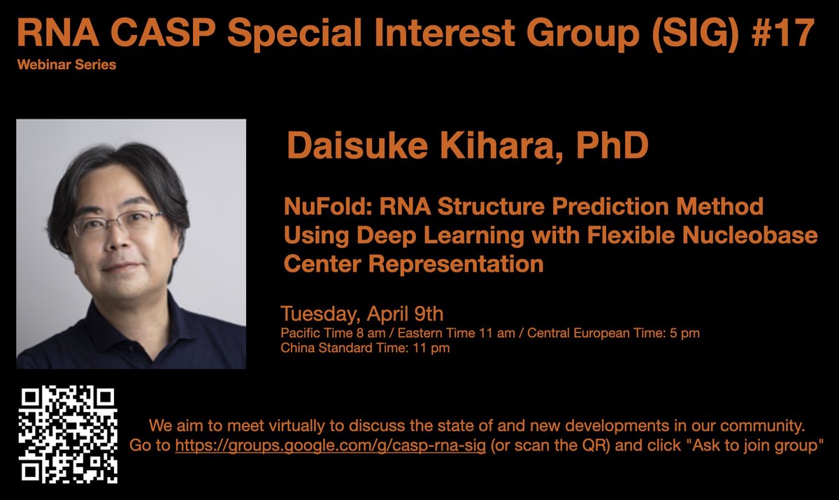 MarcinMagnus 🦋 @mmagnus42.bsky.social (@marcinmagnus) on Twitter photo Join our #17 webinar of a series on RNA structure, “NuFold: RNA Structure Prediction Method Using Deep Learning with Flexible Nucleobase Center Representation” by <a href="/d_kihara/">Daisuke Kihara</a>, PhD April 9, PT 8am/ET11am Read more hackmd.io/@mmagnus/rkRZB… <a href="/RachaelKretsch/">Rachael Kretsch</a> #rna #casprnasig Join our #17 webinar of a series on RNA structure, “NuFold: RNA Structure Prediction Method Using Deep Learning with Flexible Nucleobase Center Representation” by <a href="/d_kihara/">Daisuke Kihara</a>, PhD April 9, PT 8am/ET11am Read more hackmd.io/@mmagnus/rkRZB… <a href="/RachaelKretsch/">Rachael Kretsch</a> #rna #casprnasig