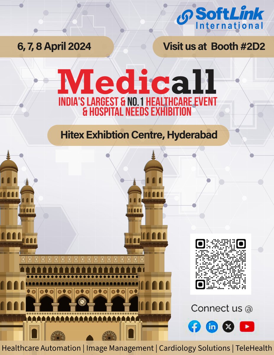 SoftlinkL's tweet photo. Unlock healthcare efficiency with @SoftlinkL. For more visit us at @medicallexpo Hyderabad from April 6-8 at Booth #2D2
#medicallexpo #healthcare #healthtech #HealthcareInnovation #medicaltechnology #digitalhealth #healthcaretechnology https://t.co/RdED41ntuE
