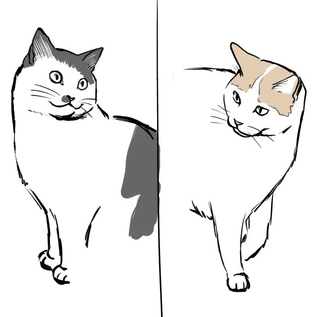 風ちゃん雷ちゃん描き中✍️ 