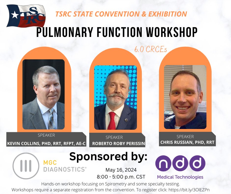 🌟 Exciting News for Respiratory Care Professionals! 🌟 Join us at the TSRC State Convention and Exhibition on May 16th, 2024, from 8:00 AM to 5:00 PM CST for an enriching Pulmonary Function Workshop. ➡️ d1y1dr9xzw7t4i.cloudfront.net/home #TSRC2024 #PulmonaryFunction #RespiratoryCare