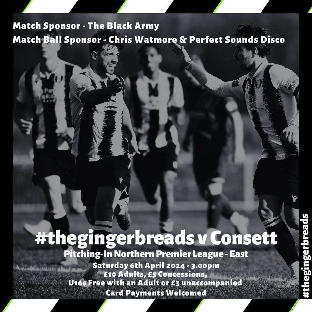 𝙁𝙄𝙉𝘼𝙇 𝙃𝙊𝙈𝙀 𝙈𝘼𝙏𝘾𝙃 𝙊𝙁 𝙏𝙃𝙀 𝙎𝙀𝘼𝙎𝙊𝙉

#thegingerbreads final home match of the season is on Saturday against Consett.
