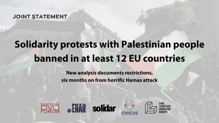 EUCivicForum's tweet photo. NEW: Six months on from 7 October, we're calling on the @EU_Commission to urgently address ongoing restrictions against those expressing solidarity with #Palestine in Europe.

Read our joint statement 👉 https://t.co/I2gXzLAYPx https://t.co/EvLl0BKIB4