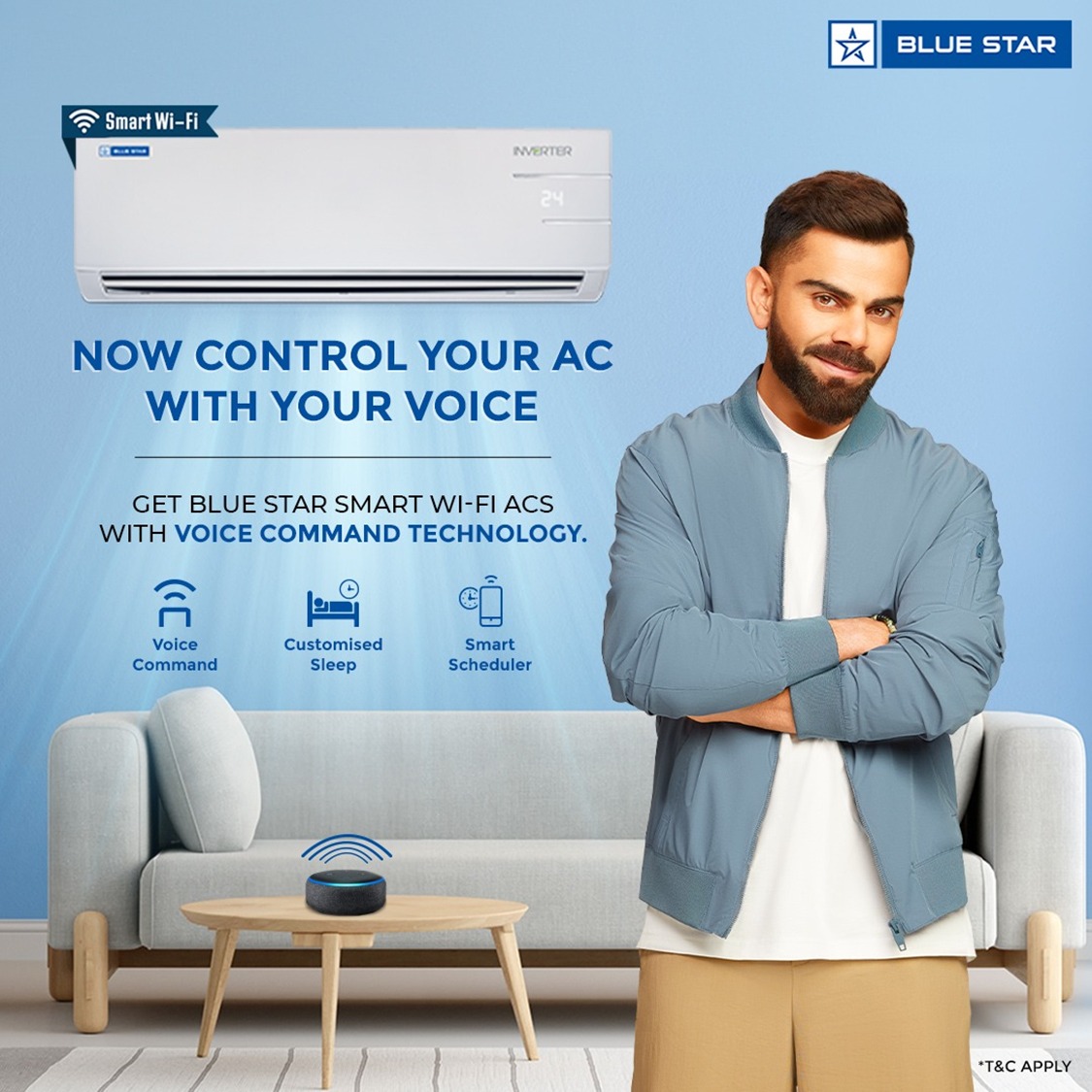 BlueStarLtd's tweet image. Voice your command to effortlessly control your Blue Star Smart Wi-Fi ACs with the Voice Command Technology paired with your voice assistant devices.

To know more, visit: bit.ly/43h8GHq

#BlueStar #BlueStarSmartWifiACs #VoiceCommandTechnology #ViratKohli