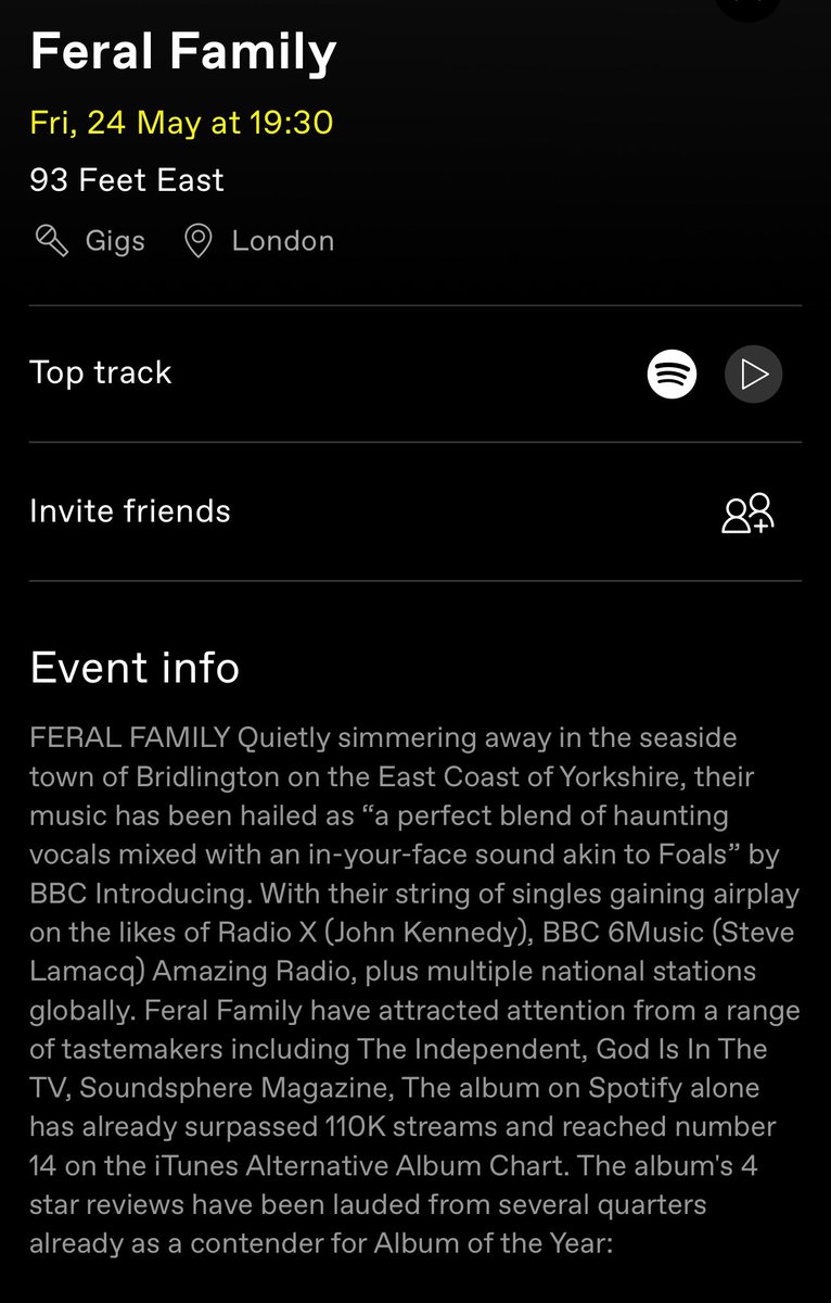 Please DO come join us for @FERALFAMILYUK’s triumphant return to London @93FeetEast next month - would you just look at that line-up! 👀 link.dice.fm/KSznF3qUuIb?sh… #independentartist #lovelivemusic