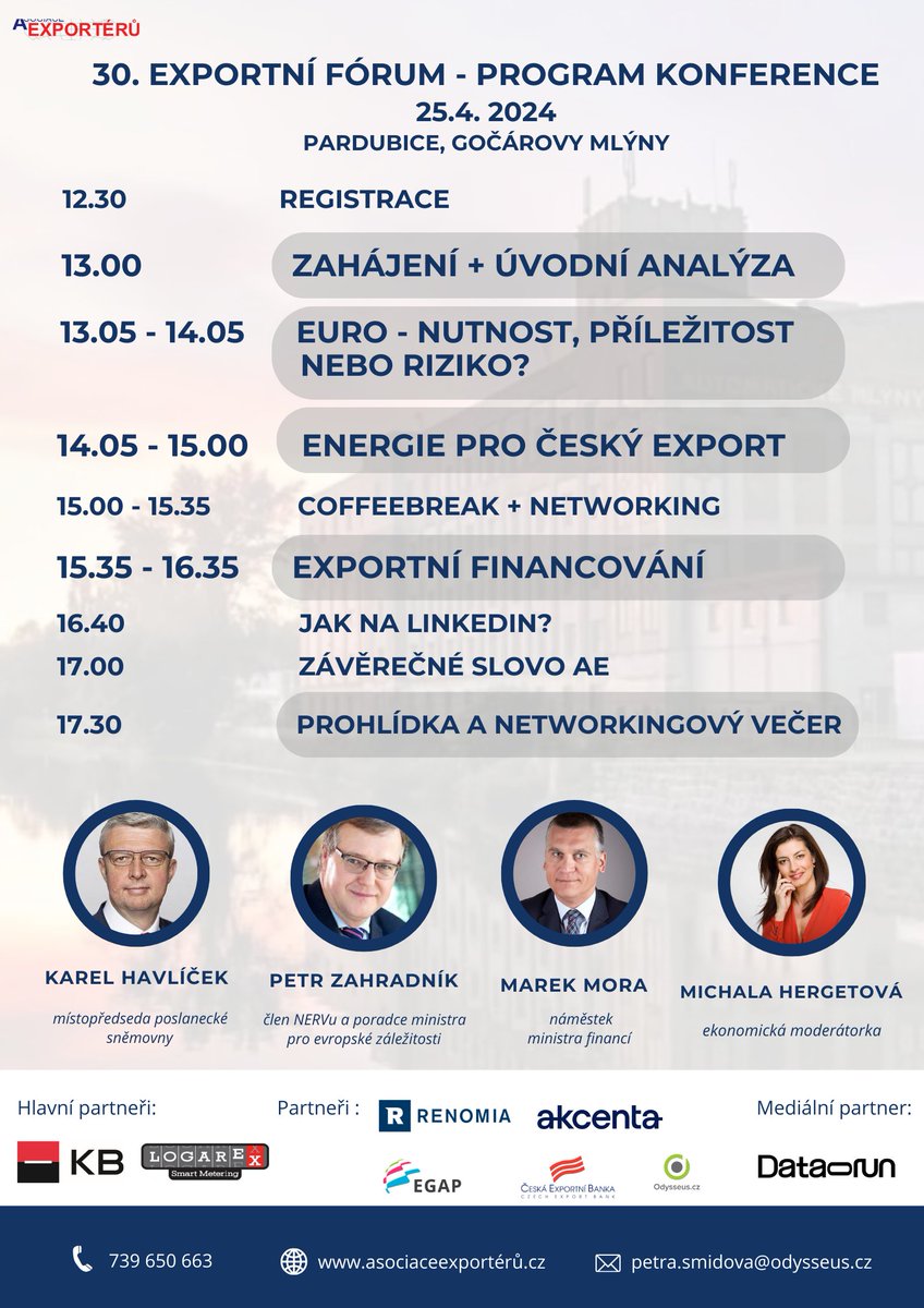 AsociaceExport's tweet photo. Asociace exportérů pořádá 30.Exportní fórum . V Pardubicích již 25. dubna https://t.co/H7APjYqGvO https://t.co/2u0ccR2Bsq