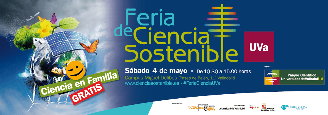 🆕 Feria de Ciencia Sostenible de la UVa 2024 ‼️

El 4 de mayo celebramos la 6ª edición de este evento para todos los públicos con:

🤖 22 talleres (apertura inscripciones 18/04)
👮👨‍🚒 12 espacios interactivos
🧑‍🔬1 espectáculo

Programa: cienciasostenible.es

#FeriaCienciaUVa