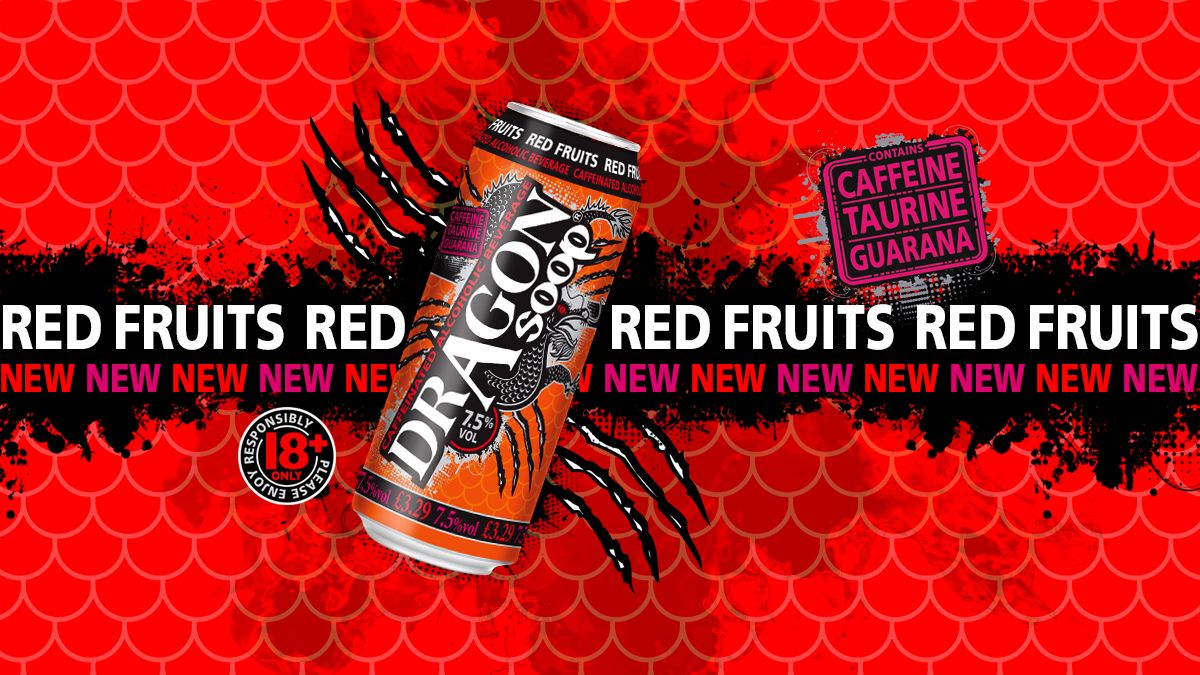 NEW Dragon Soop Red Fruits in stores now 😎 >> dragonsoop.com/stockists 7.5% ABV. Contains Caffeine, Taurine & Guarana. 18+ only. Please enjoy #dragonsoop responsibly