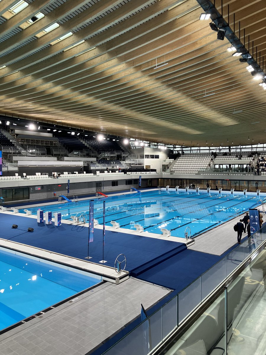Inauguration du Centre Aquatique Olympique (CAO) en présence du Président de la République @EmmanuelMacron, le seul équipement construit uniquement pour @Paris2024 @Europe1