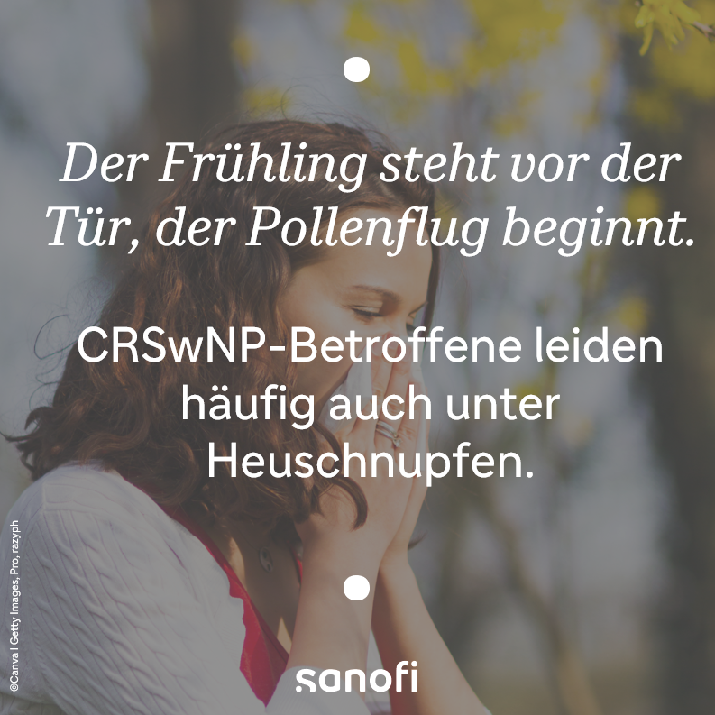 #Heuschnupfen ist eine der häufigsten Begleiterscheinungen bei chronischer Rhinosinusitis mit Nasenpolypen #CRSwNP. Auch andere #Allergien, wie etwa gegen Tierhaare oder bestimmte Lebensmittel, kommen bei CRSwNP-Betroffenen oft vor. Mehr Infos aktiv-gegen-nasenpolypen.de