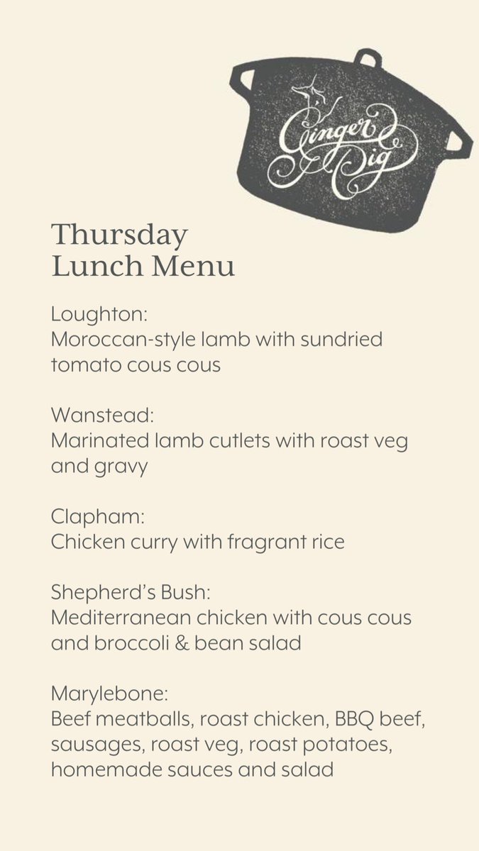 Thursday’s lunch menu is sounding rather tempting…