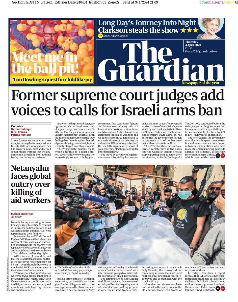 Front of today’s Guardian @guardian Photo by Ahmad Hasaballah / Getty Images @gettyimages صورتي تتصدر الصفحة الرئيسية لصحيفة الغارديان العالمية اليوم