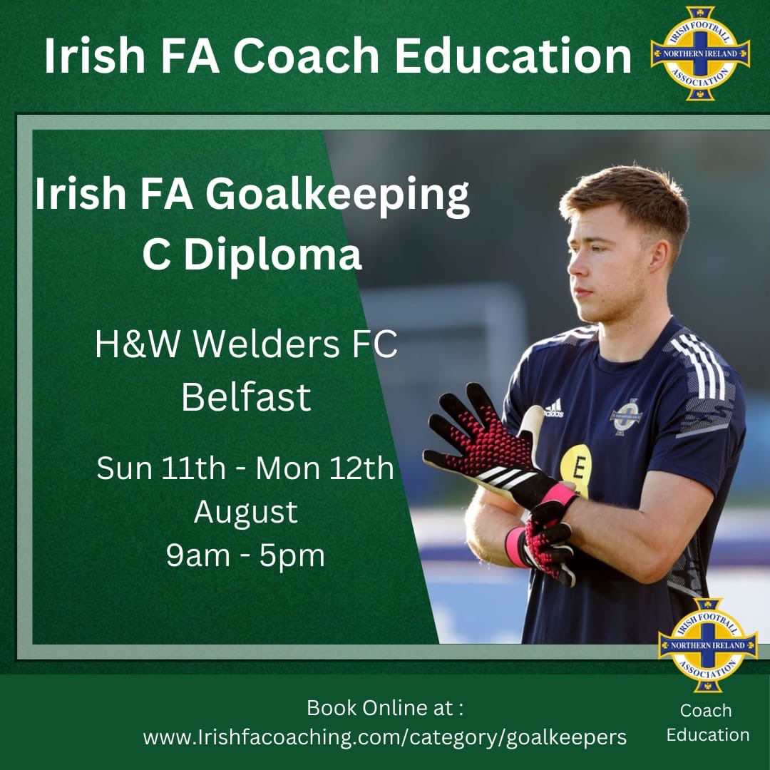 The @irishfa Goalkeeper C Diploma is now open for registration. This course is for coaches who hold the Irish FA GK National Coaching Certificate. This is an excellent course that will increase your knowledge and understanding of coaching Goalkeepers. #lifelonglearning