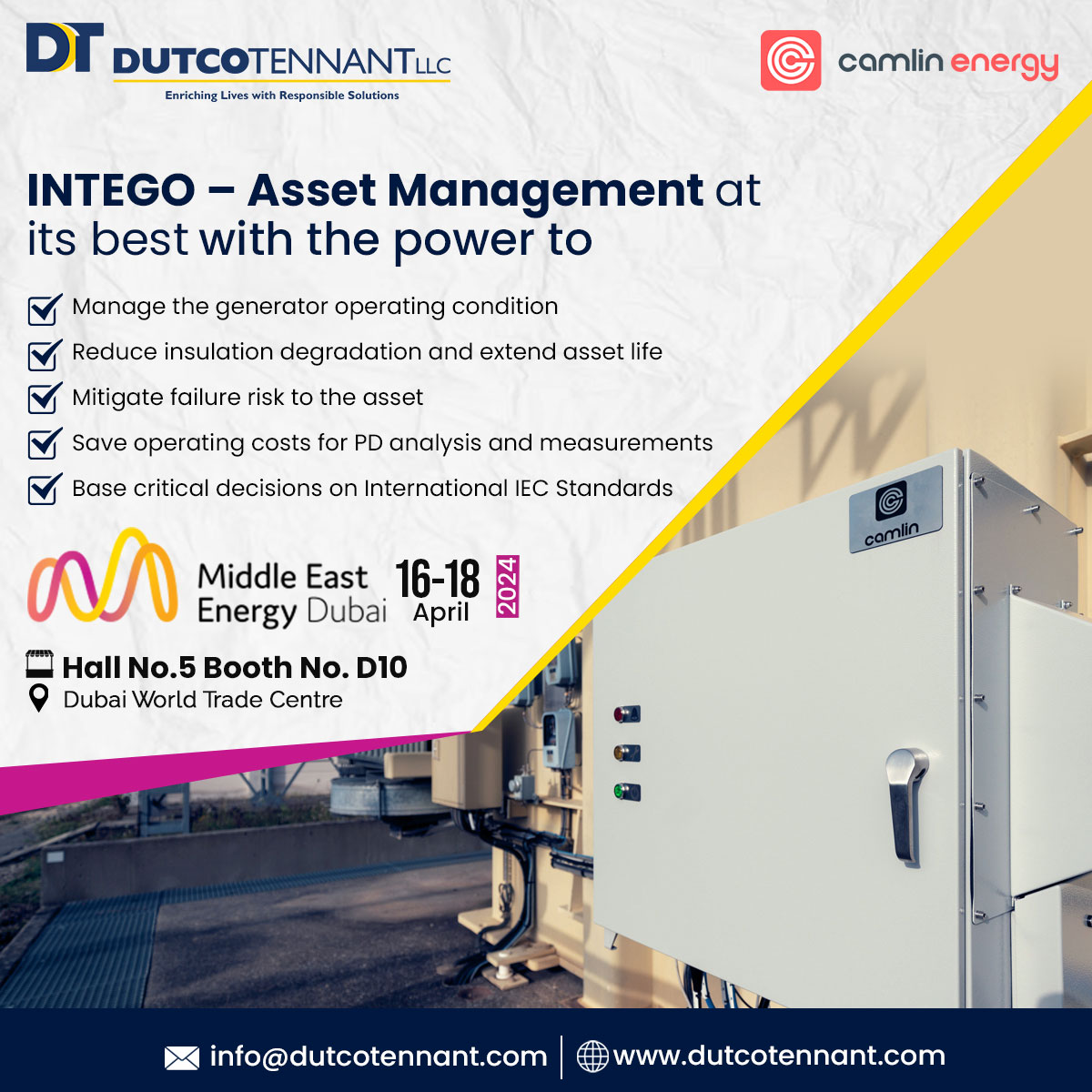 Dutcotennant's tweet image. Unlock asset management excellence with 𝐈𝐍𝐓𝐄𝐆𝐎! Revolutionize rotating machine monitoring for superior PD events insight. Click on shorturl.at/enFHJ to learn our show details.
#MEE2024 #monitoringsystem #predictivemaintenance #partialdischarge #camlin #DutcoTennantLLC