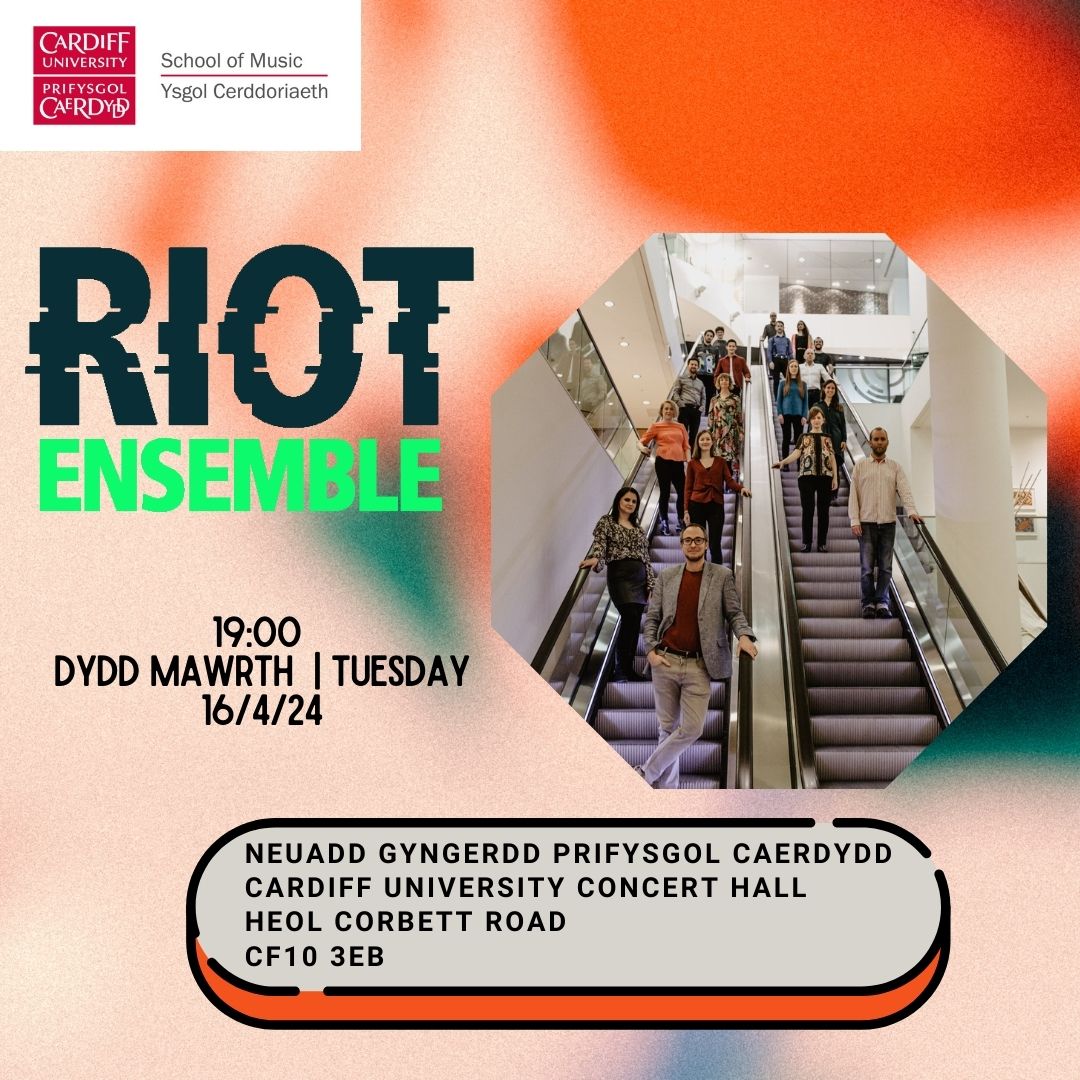 Tuesday April 16, 7pm: Riot Ensemble will perform works by our composition staff. Come and experience their compositions and support contemporary music.