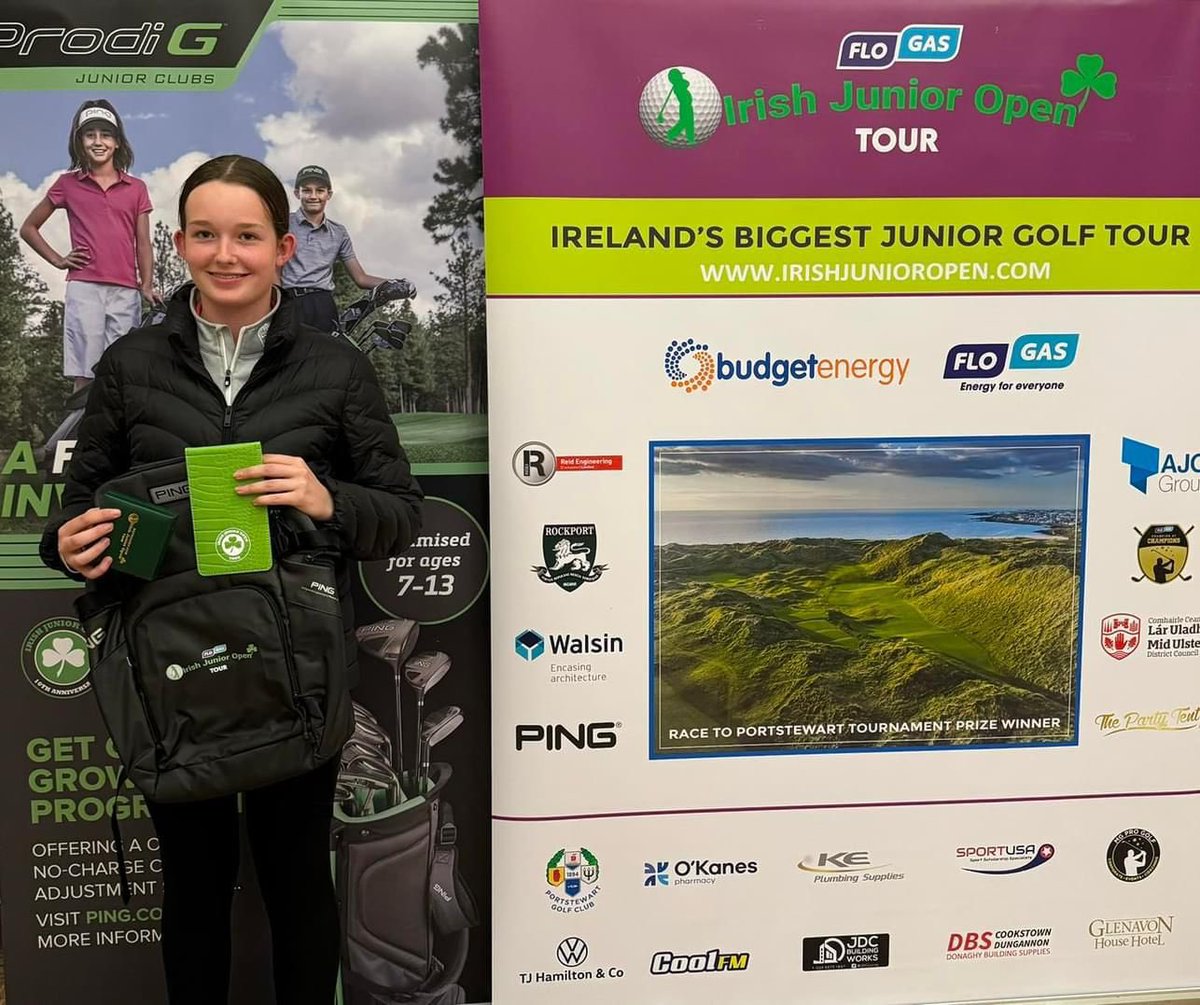 Congratulations Olivia Byrne ‘Flogas Irish Junior Open Tour’ Under 14 Ping Major Nett Champion at Lough Erne this week! 👏👏irishjunioropen.com @flogasireland @irishjunioropentour @visitwicklow