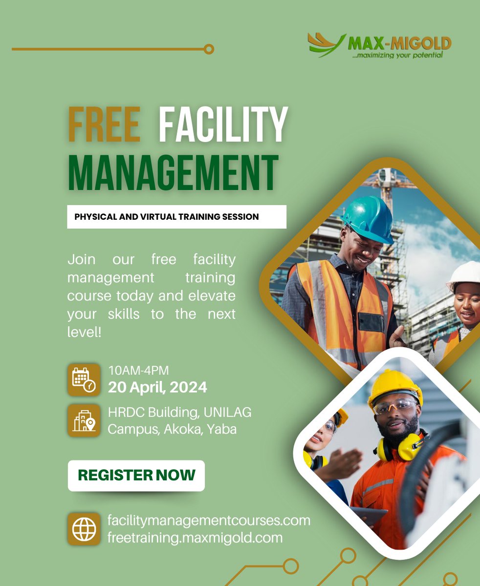 Make sure to mark your calendars for the free facility management training on April 20th. This is your chance to elevate your skills and stay ahead in the industry. Don't miss out! Register here - freetraining.maxmigold.com #FacilityManagement #Training #SkillsElevation