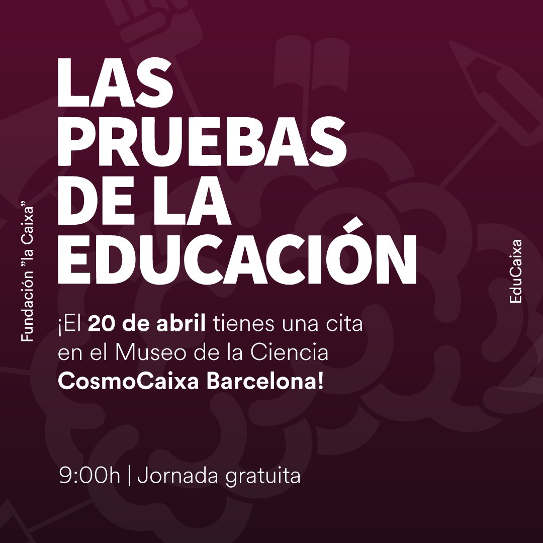 ¡El próximo 20 de abril a las 9:00h tienes una cita en #PruebasEDU en el Museo de la Ciencia @cosmocaixa Barcelona!​

El evento permite que profesionales de la educación puedan conocer los últimos hallazgos de la investigación y acceder a recursos, herramientas y recomendaciones