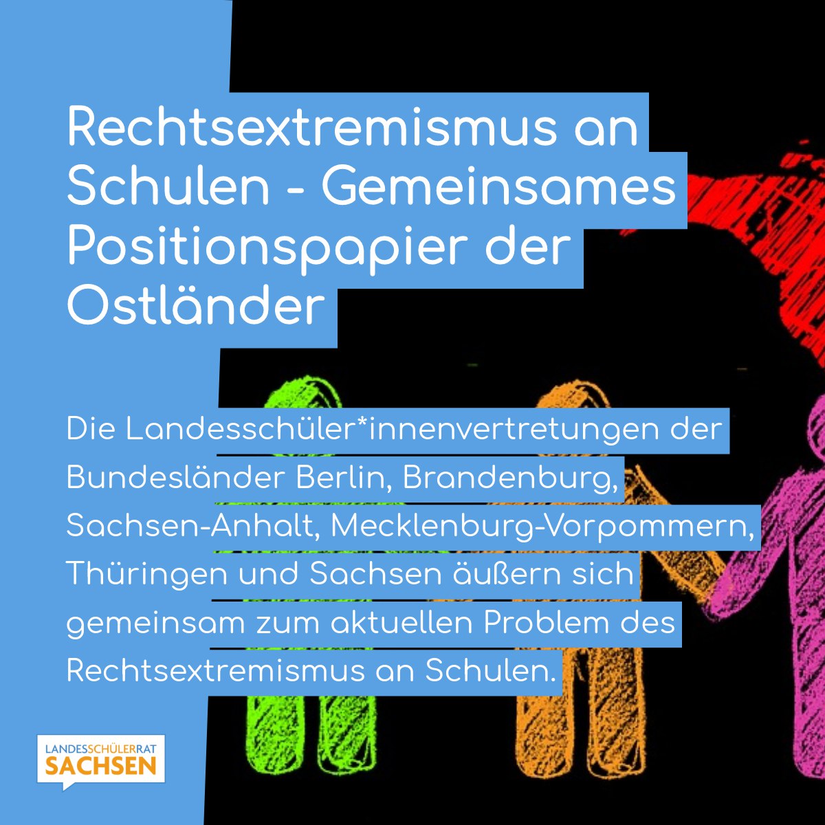 Rechtsextremismus macht auch vor den Toren der Schulen keinen Halt! Die Landesschüler*innenvertretungen der Ostländer äußern sich ausführlich zum aktuellen Problem. Unser ausführliches Statement hier ⬇️
svlink.de/MIhGl