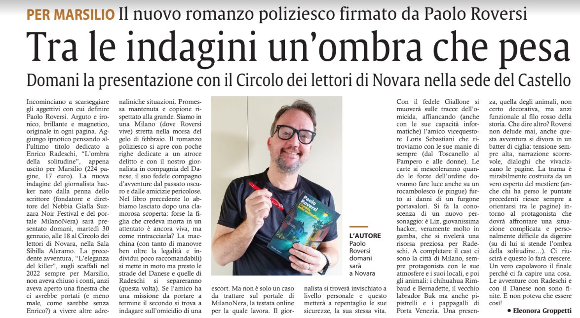 'Incominciano a scarseggiare gli aggettivi con cui definire #paoloroversi. Arguto e ironico, brillante e magnetico,originale in ogni pagina. Aggiungo ipnotico pensando all'ultimo titolo dedicato a Enrico Radeschi #lombradellasolitudine'
#recensioni #libri libri.paoloroversi.me/libro/l-ombra-…