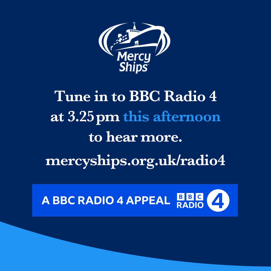 Tune in to BBC Radio 4 at 3.25pm this afternoon to hear Dr Buckingham share about her experiences on board a Mercy Ship. You can also listen back and donate to the appeal here : bbc.in/3J3Hl2i Thank you. #R4Appeal #Transformation #MercyShips #Surgery