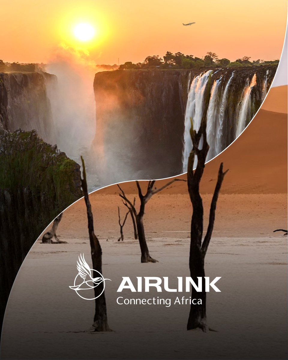 New Route Alert: Windhoek to Victoria Falls! Explore the wonders of nature with our new route! 🏜️💦 Desert to Falls, Adventure Calls! Book now at: bit.ly/3TQVMMi #NewRoute #Airlink #FlyAirlink #FlyTheLink #Skybucks #FlyNamibia