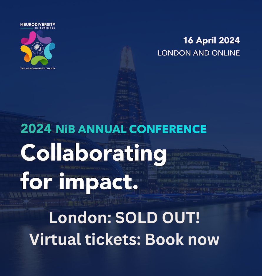 London tickets for our ‘2024 NiB Annual Conference, Collaborating for Impact’ are sold out!  

Click this link to find out more, and buy your virtual tickets: Bit.ly/NiBConference2… 

#Neurodiversity #NeurodiversityInBusiness