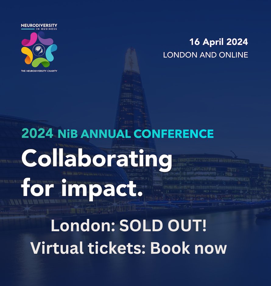 London tickets for our ‘2024 NiB Annual Conference, Collaborating for Impact’ are sold out! Click this link to find out more, and buy your virtual tickets: Bit.ly/NiBConference2… #Neurodiversity #NeurodiversityInBusiness