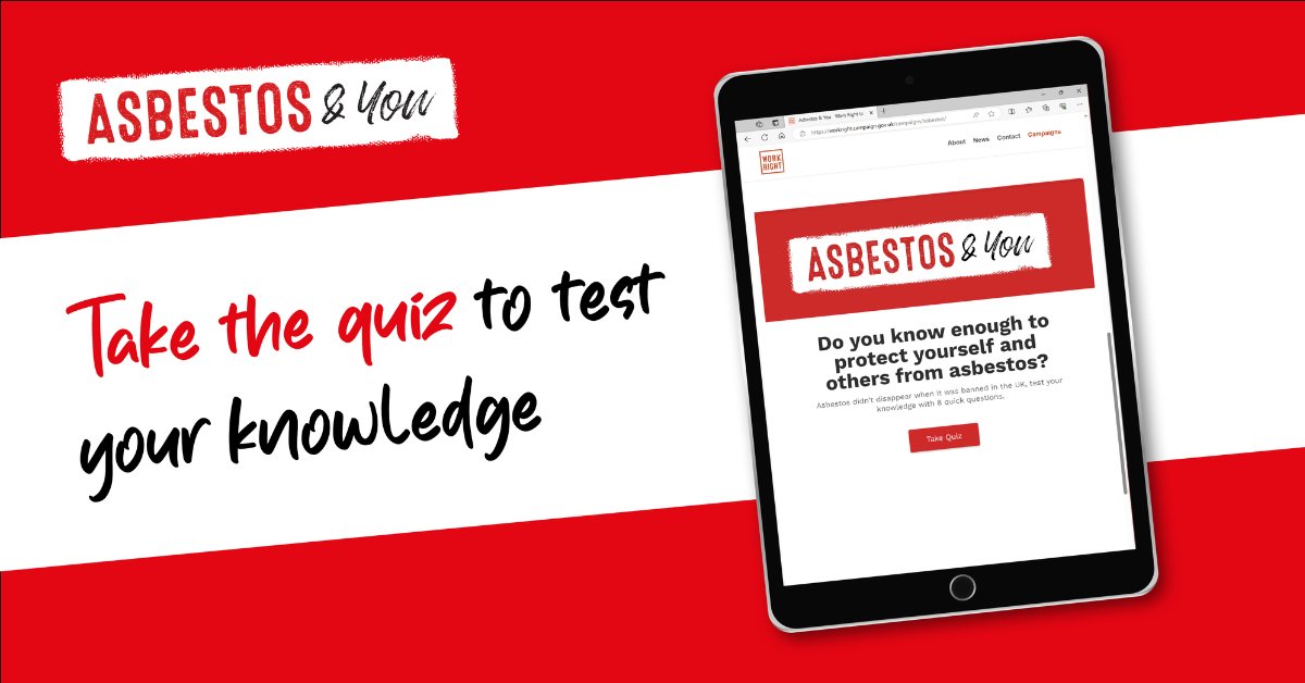 Do you and the tradespeople you work with know enough about asbestos to protect yourself and others from disturbing it during construction work?  

Test your knowledge with 8 quick questions and share with others to see how they do:
workright.campaign.gov.uk/new-quiz-launc…

#2024GAAW #asbestos