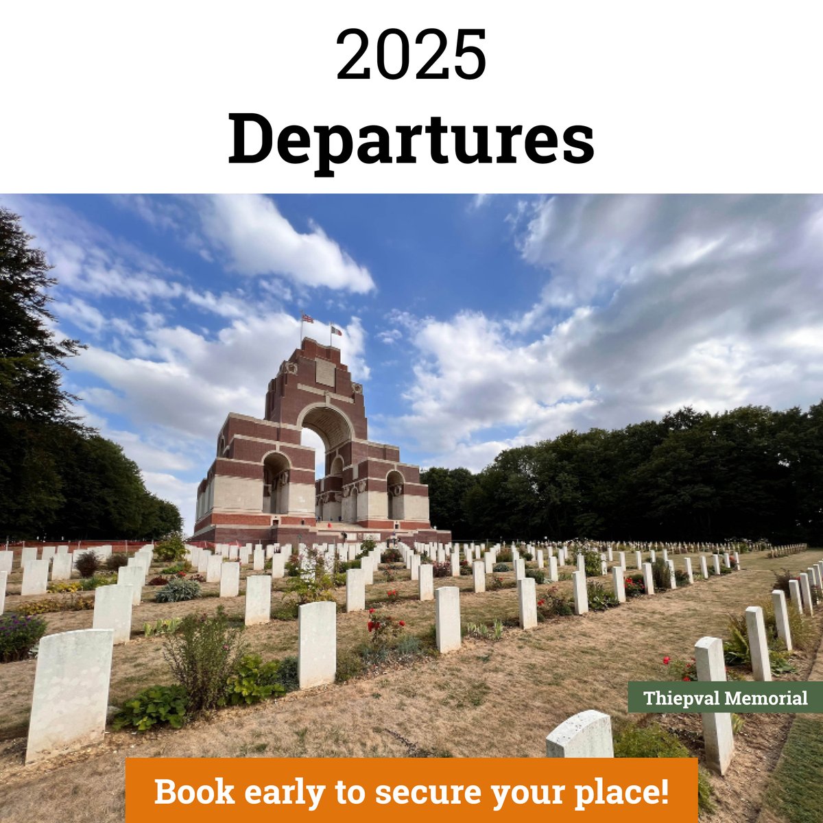 Thinking about taking a Battlefields tour in 2025? Book today and, with ‘Locked In Prices', your place is secured without having to worry about any possible increases. What’s more, with flexible payment options you can pay the way that suits you best. >> ow.ly/btG850R6Cre